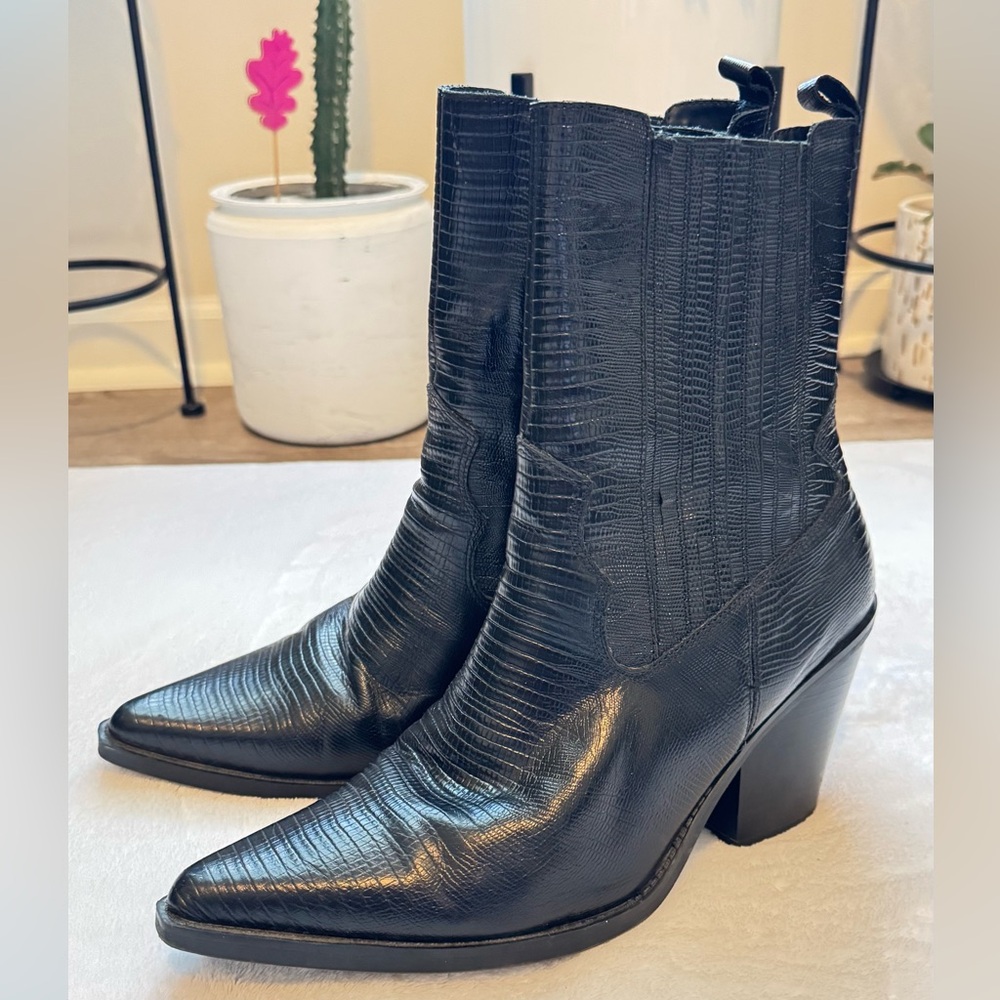 Aldo Black Textured Heeled Boots